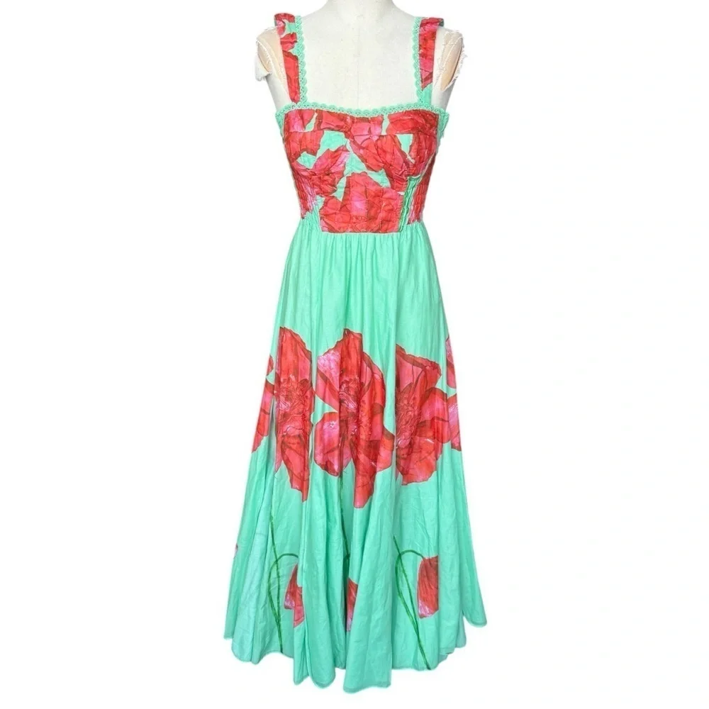 Charo Ruiz Ibiza Crissy Long Dress in Green Blossom XS - Picture 3 of 13